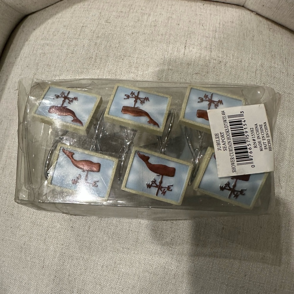 NEW Jubilee Seaport Whale Weathervane Shower Curtain Rings 12 Ct Nautical Beach